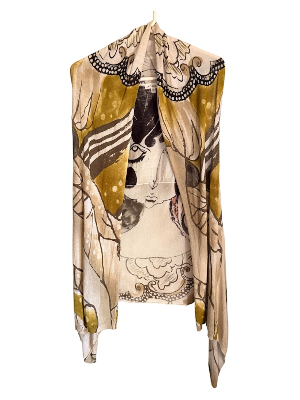 Adore Womens Open Front Cardigan Vest Duster Art to Wear Size XL New